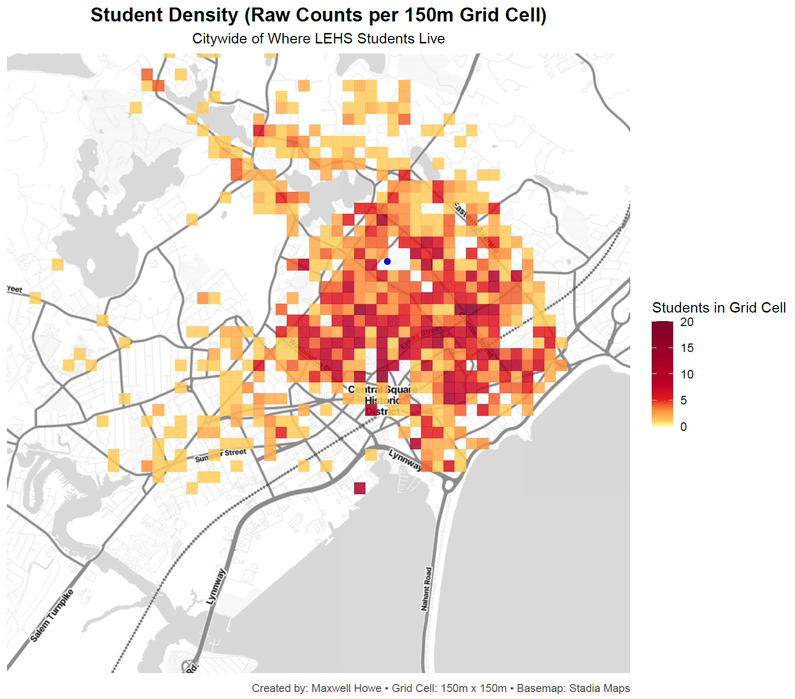 Lynn: Student Density Grid (150 m cells)
